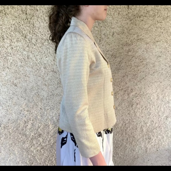 Vintage Australian Designer Geoff Bade Padded Shoulder Gold Blazer Size 10 - Picture 10 of 11